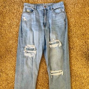 distressed light wash jeans
